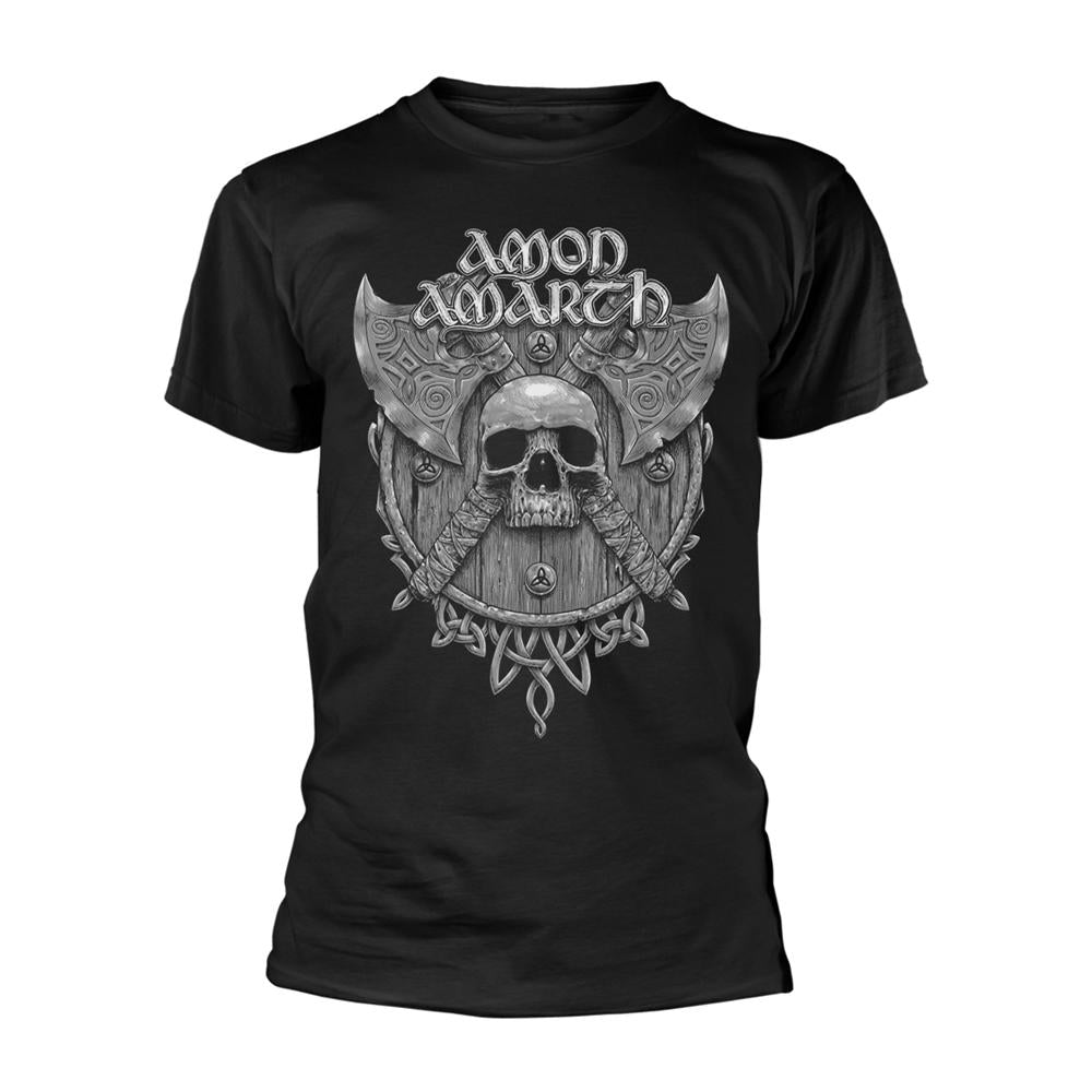 Black-Grey - Front - Amon Amarth Unisex Adult Skull T-Shirt