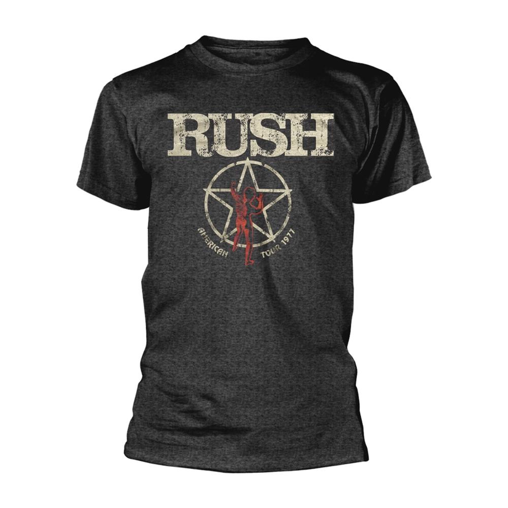 Black - Front - Rush Unisex Adult American Tour 1977 T-Shirt