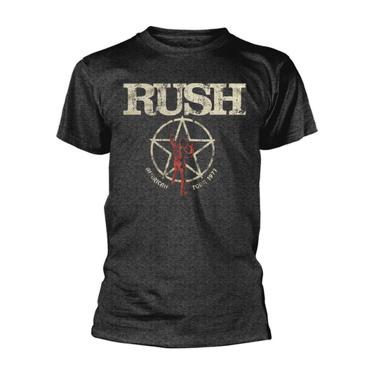 Dark Heather - Front - Rush Unisex Adult American Tour 1977 T-Shirt