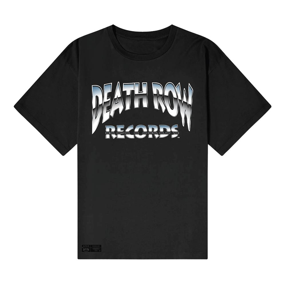 Black - Front - Death Row Records Unisex Adult Chrome Logo T-Shirt