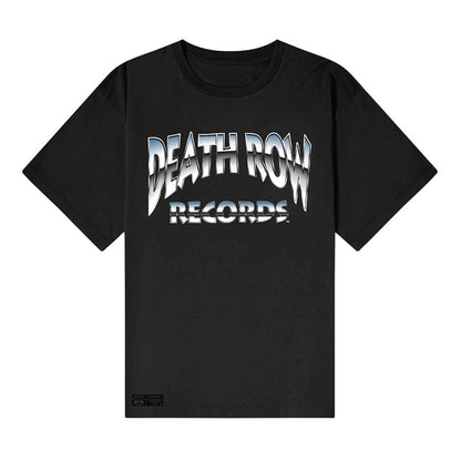 Black - Front - Death Row Records Unisex Adult Chrome Logo T-Shirt
