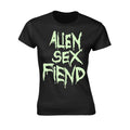 Black - Front - Alien Sex Fiend Womens-Ladies Glow In The Dark Logo T-Shirt