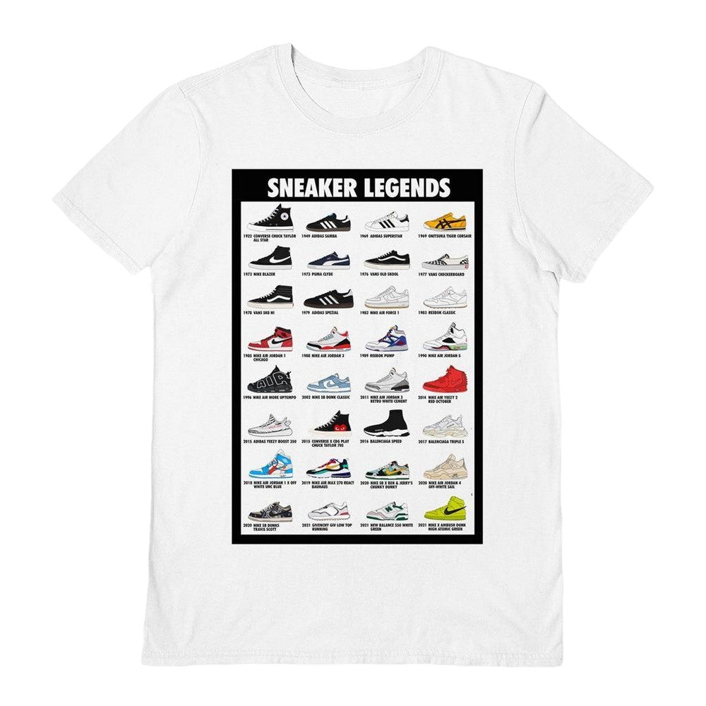 White - Front - Sneaker Legends Unisex Adult Poster T-Shirt