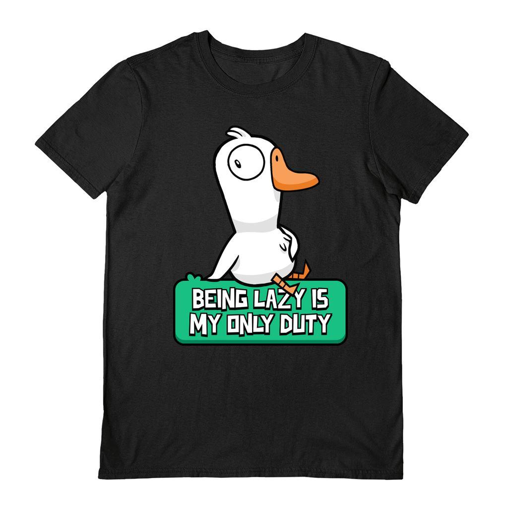 Black - Front - Goose Goose Duck Unisex Adult Being Lazy T-Shirt