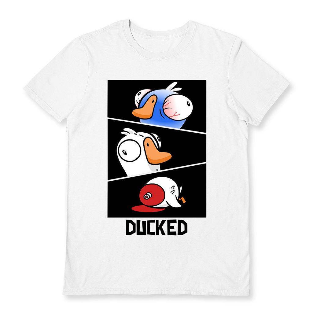 White - Front - Goose Goose Duck Unisex Adult Ducked T-Shirt