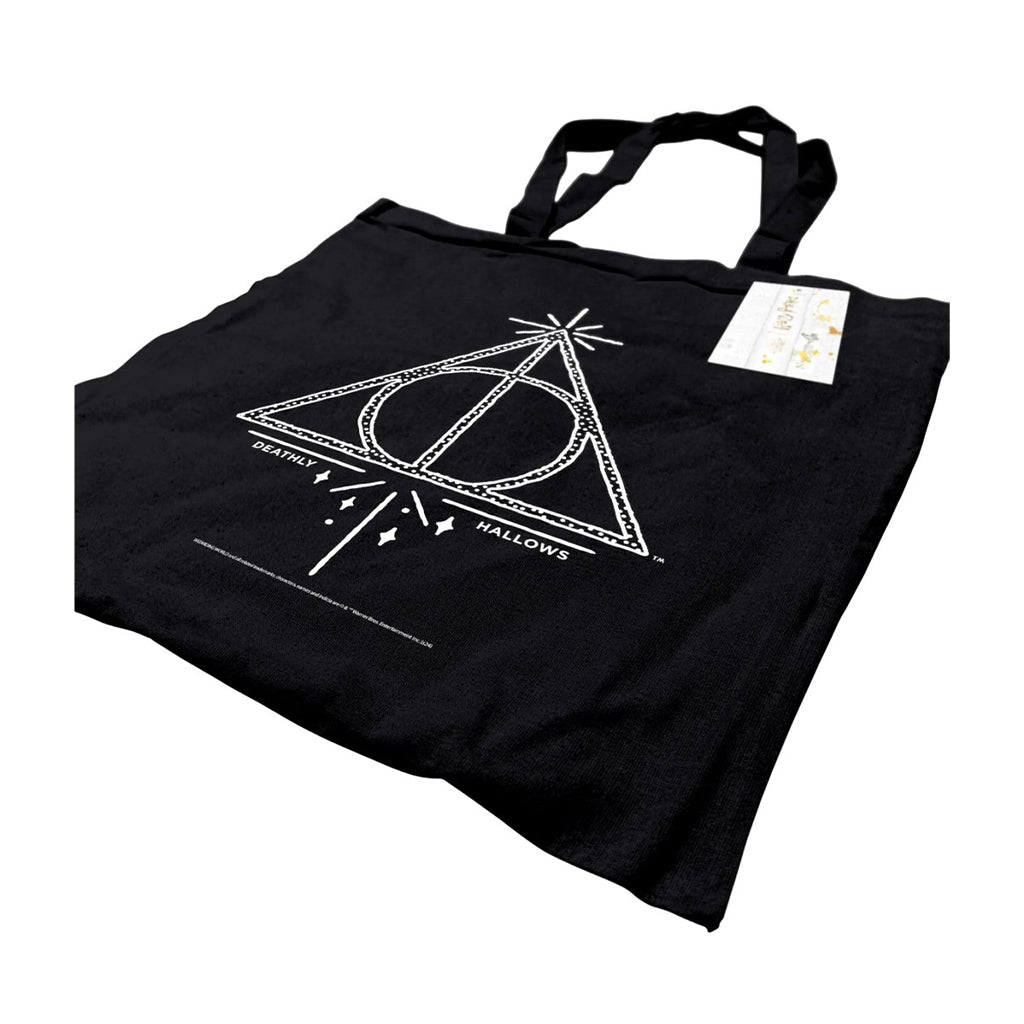 Black - Side - Harry Potter Deathly Hallows Tote Bag