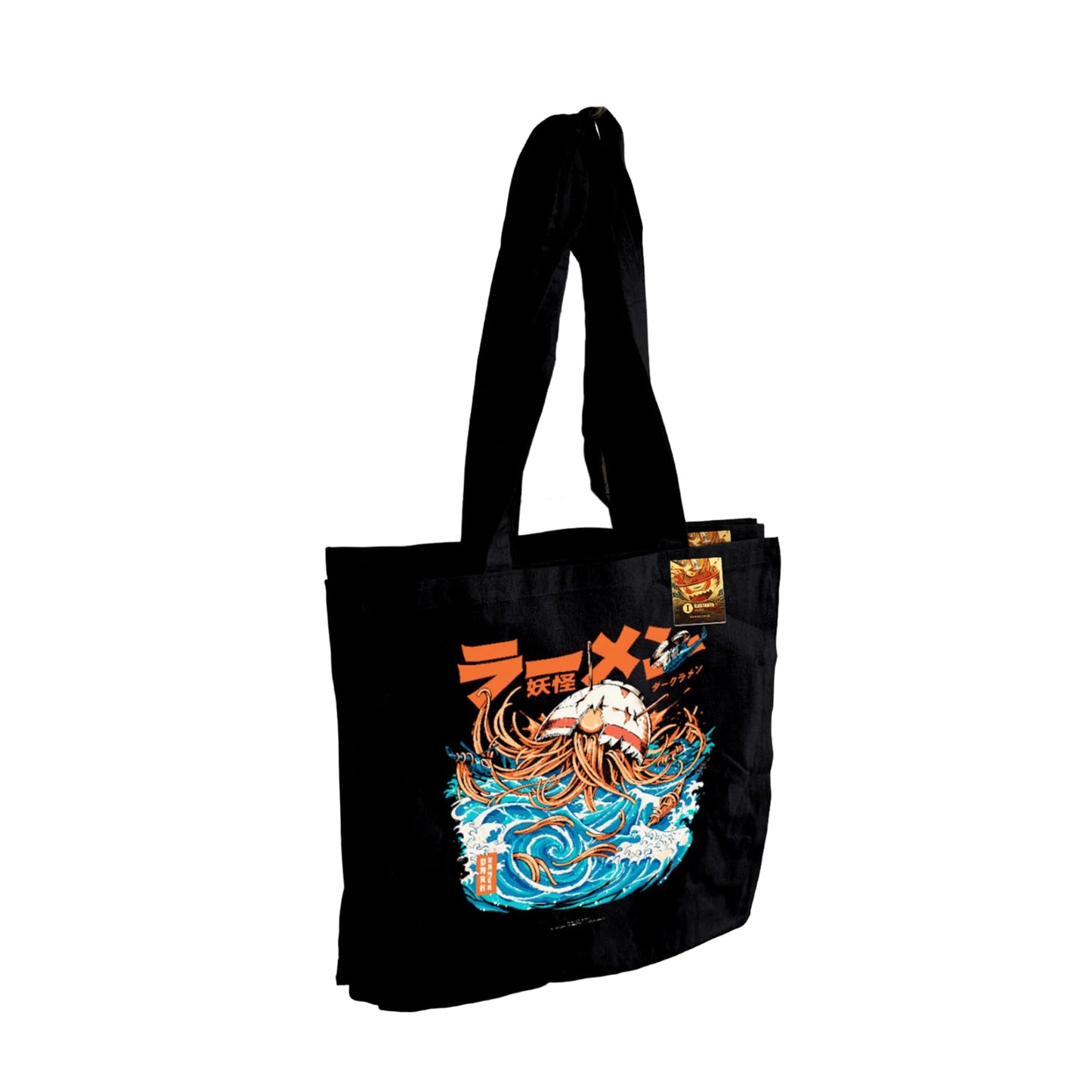 Black-Blue-Orange - Back - Ilustrata Dark Ramen Tote Bag