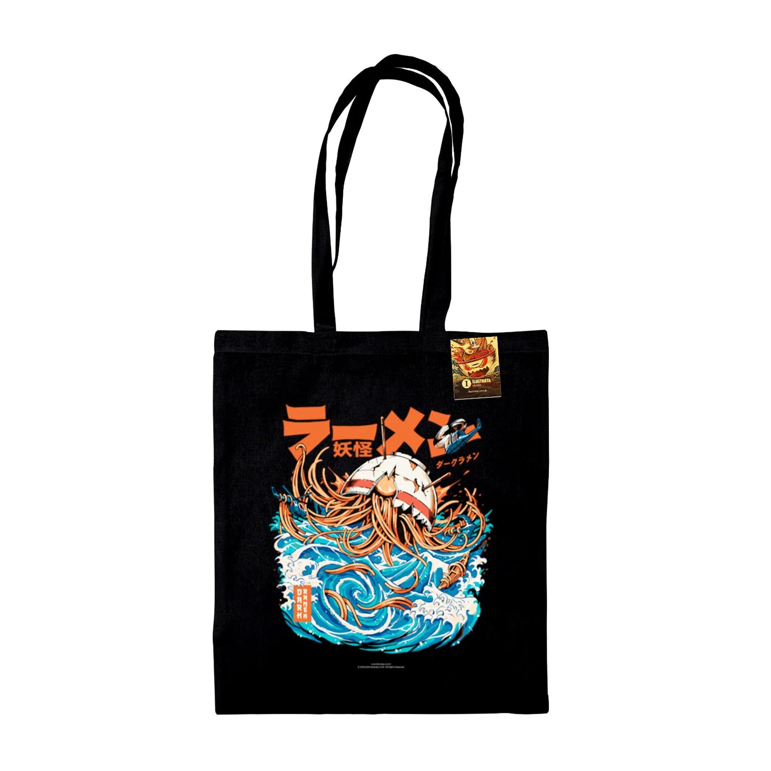 Black-Blue-Orange - Front - Ilustrata Dark Ramen Tote Bag