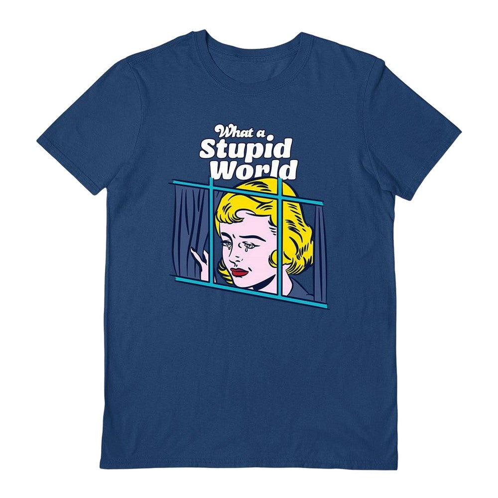Navy - Front - Rocket Man Unisex Adult Stupid World T-Shirt