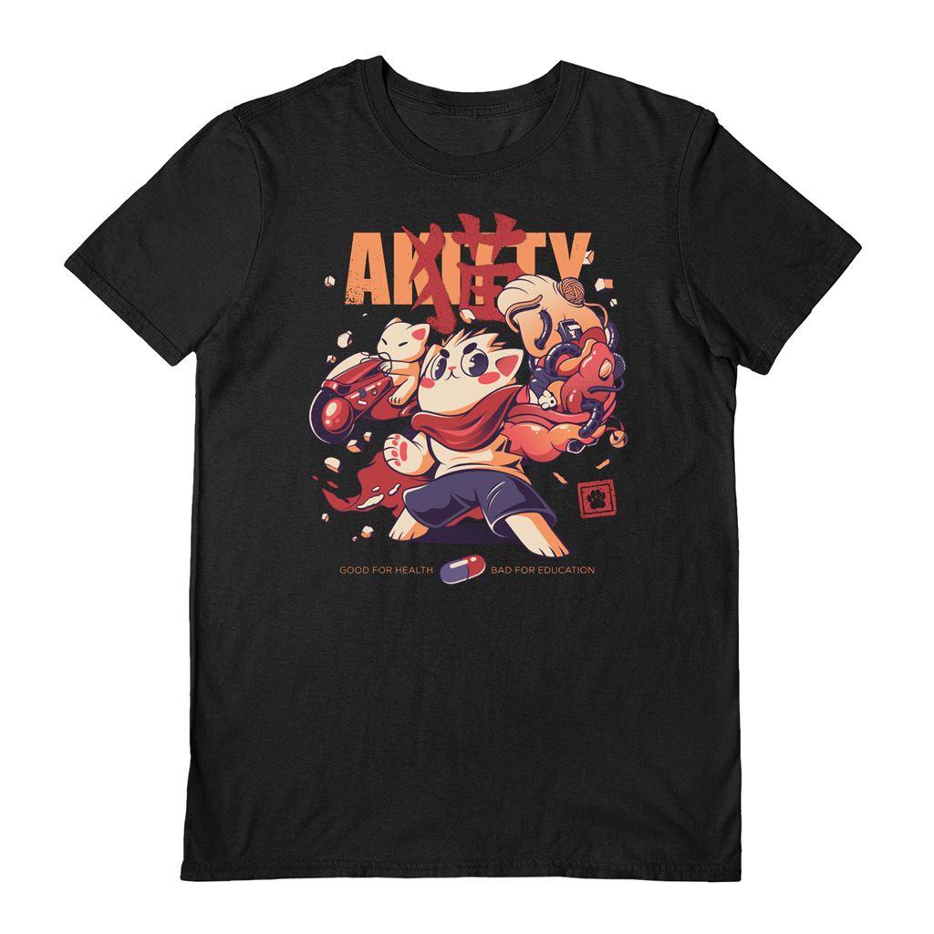 Black - Front - Ilustrata Unisex Adult Akitty T-Shirt