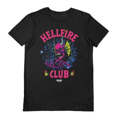 Black - Front - Stranger Things Unisex Adult Hellfire Club Neonchills T-Shirt