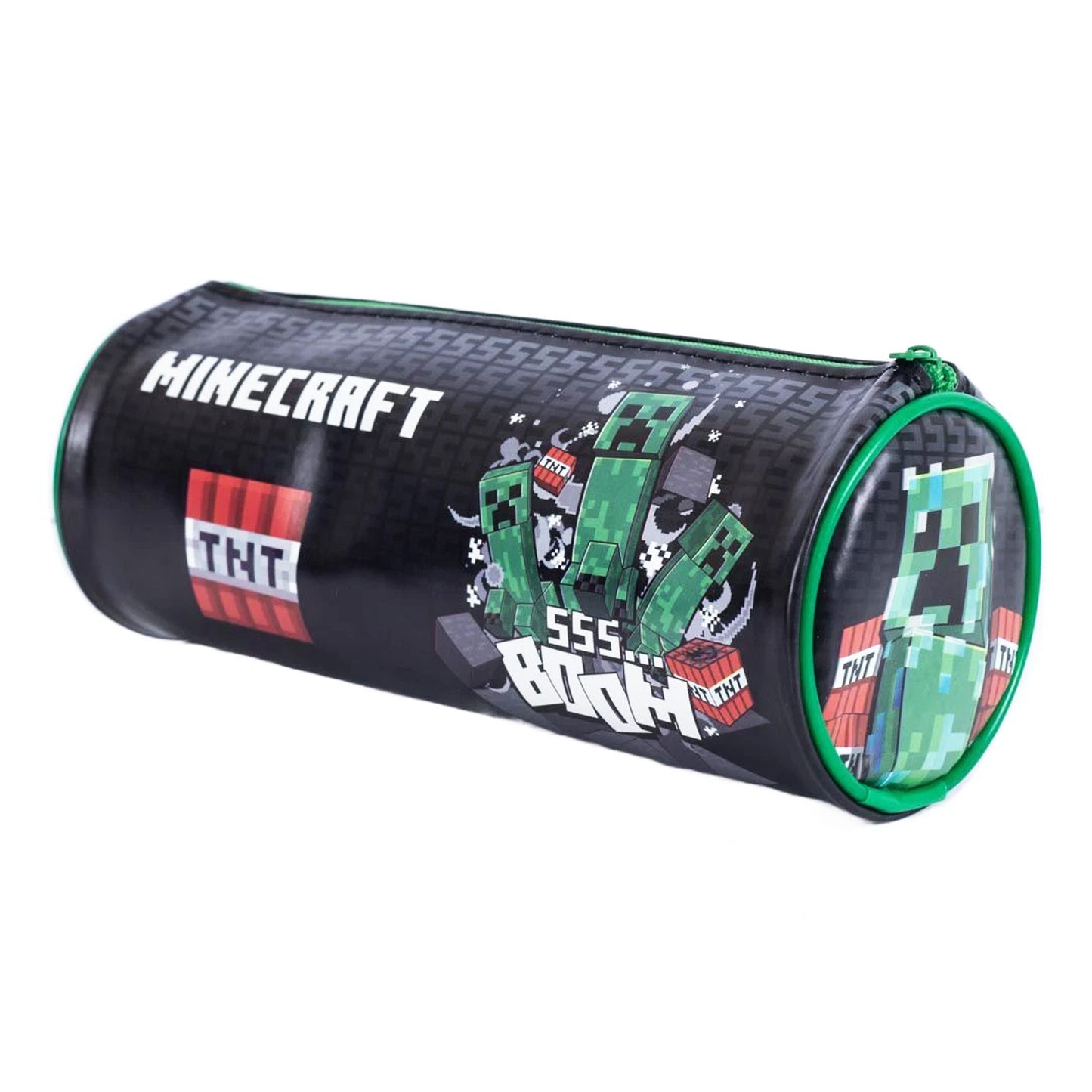 Black-Green-Red - Back - Minecraft Tnt Boom Barrel Pencil Case