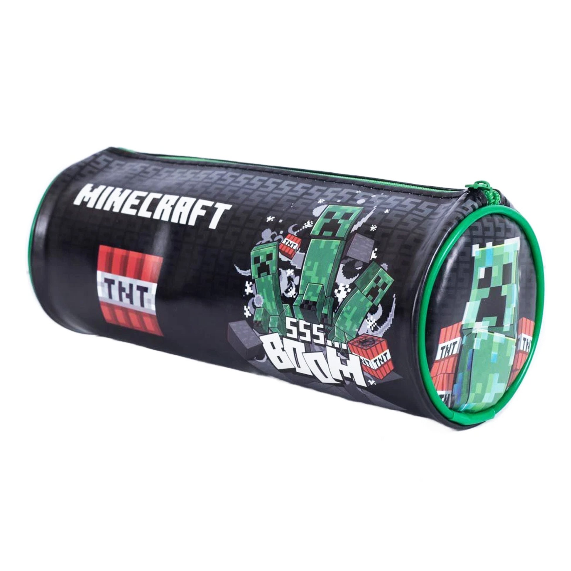 Black-Green-Red - Back - Minecraft Tnt Boom Barrel Pencil Case