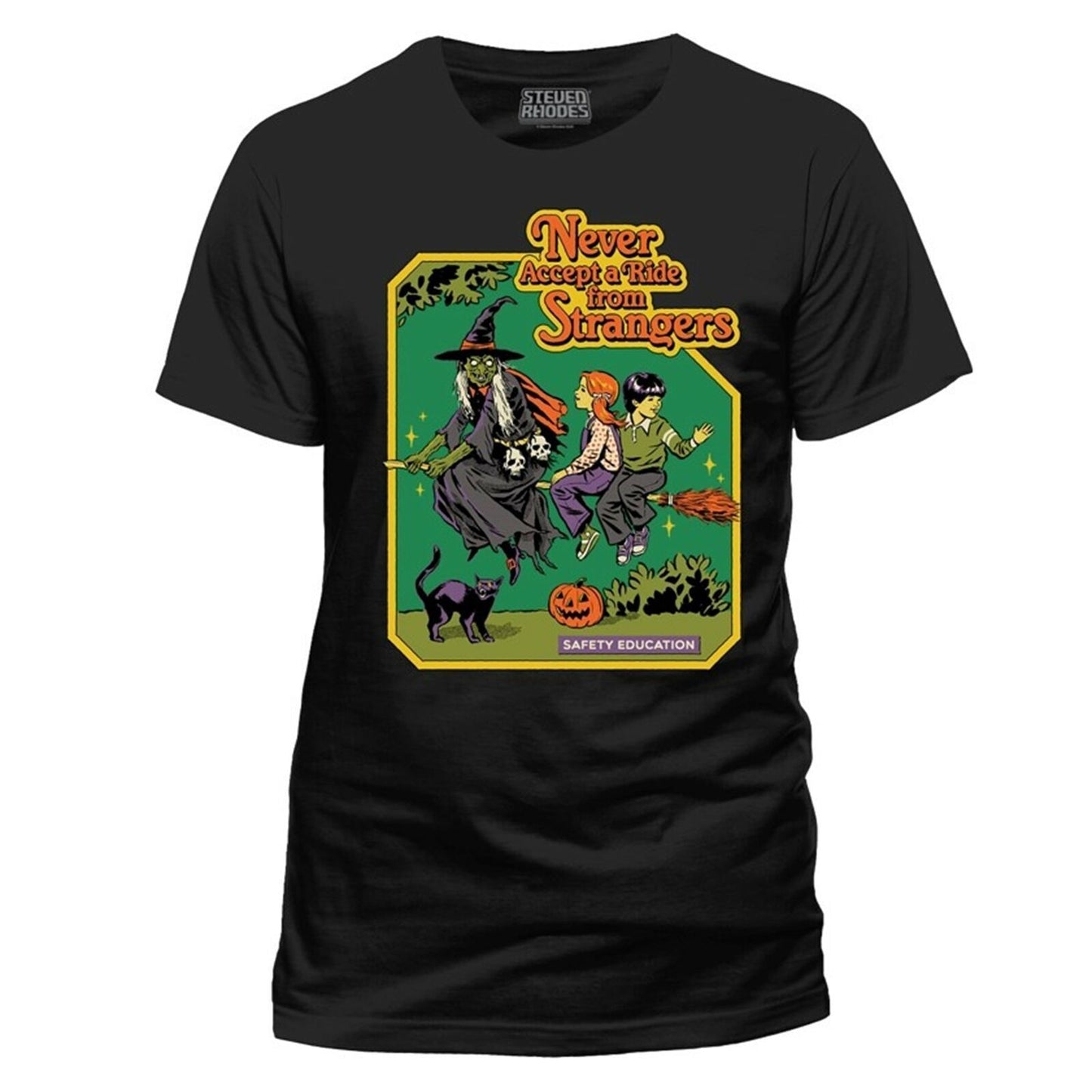 Black - Front - Steven Rhodes Unisex Adult Never Accept A Ride From Strangers T-Shirt