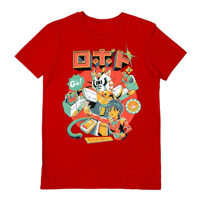 Red - Front - Ilustrata Unisex Adult Neko Roboto T-Shirt