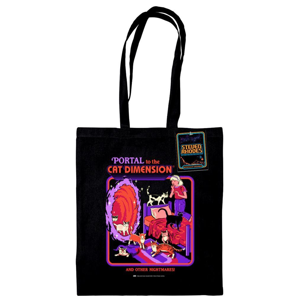 Black - Front - Steven Rhodes Portal To The Cat Dimension Tote Bag