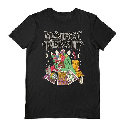 Black - Front - Letter Shoppe Unisex Adult Manifest That Shit T-Shirt