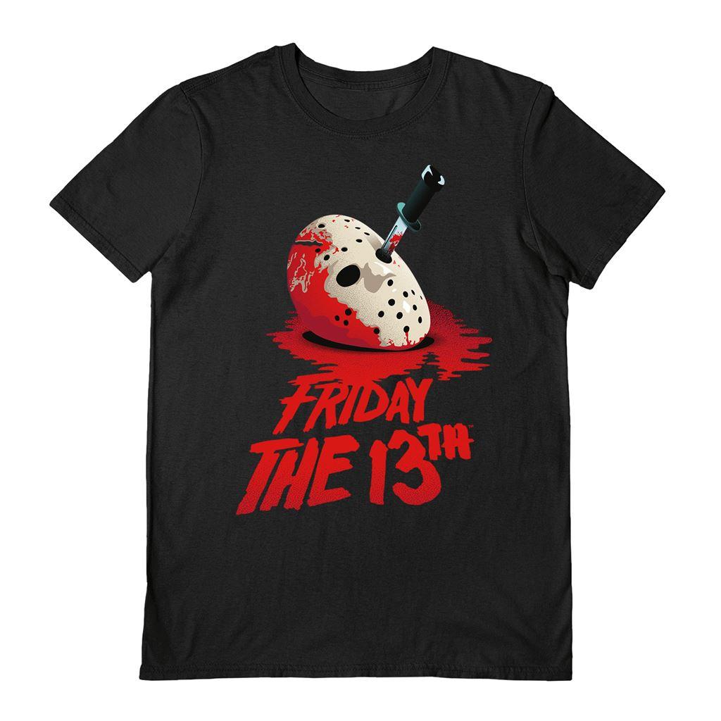Black-Red - Front - Friday The 13th Unisex Adult Mask T-Shirt