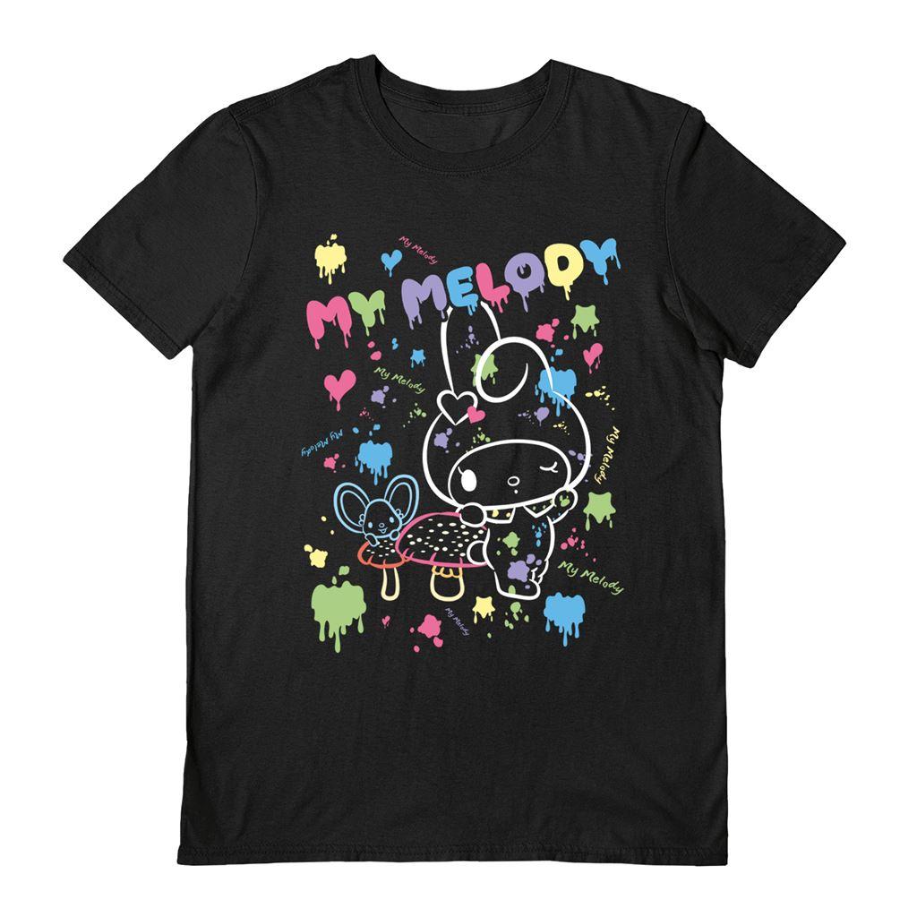 Black - Front - My Melody Unisex Adult Paint T-Shirt