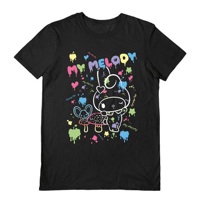 Black - Front - My Melody Unisex Adult Paint T-Shirt