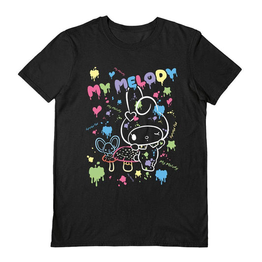 Black - Front - My Melody Unisex Adult Paint T-Shirt
