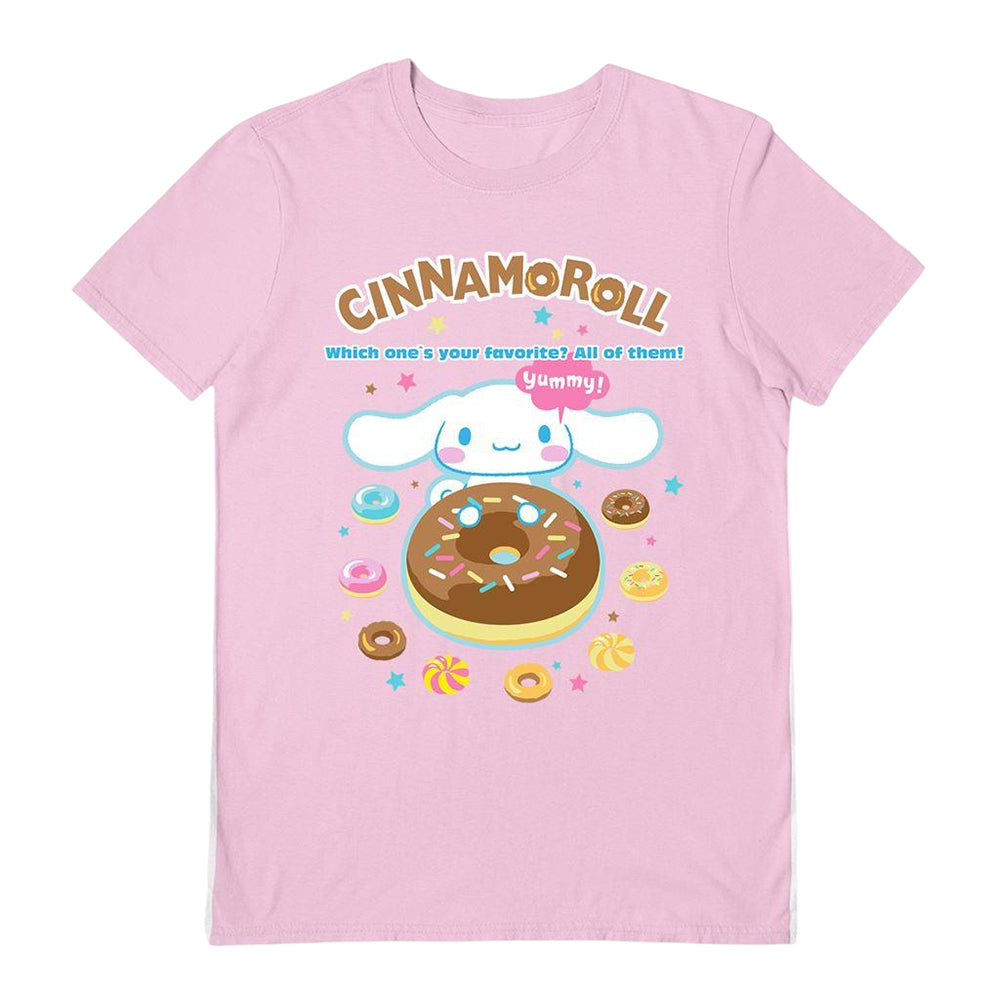 Light Pink - Front - Sanrio Unisex Adult Yummy Cinnamoroll T-Shirt