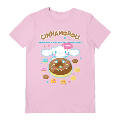 Light Pink - Front - Sanrio Unisex Adult Yummy Cinnamoroll T-Shirt