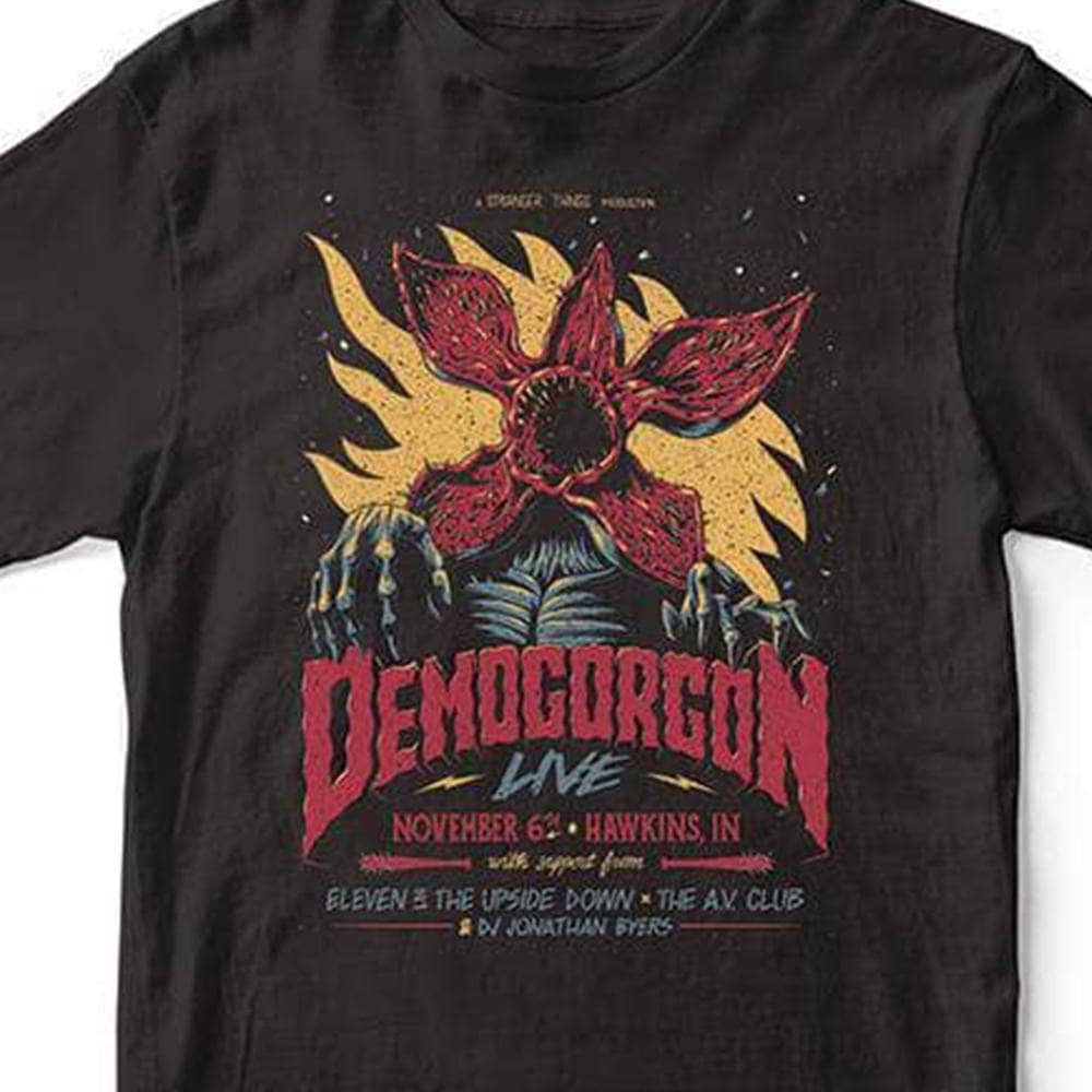 Black - Back - Stranger Things Unisex Adult Demogorgon Live T-Shirt
