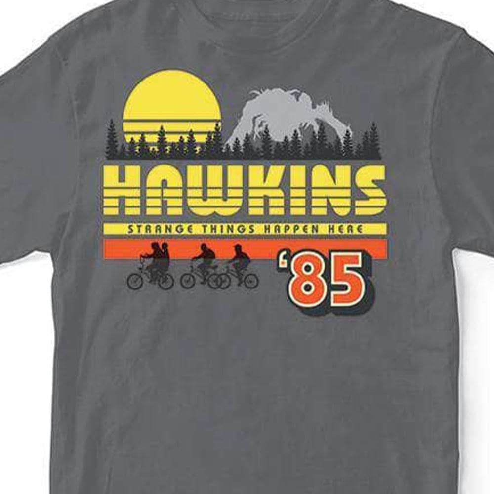 Grey - Back - Stranger Things Unisex Adult Hawkins T-Shirt