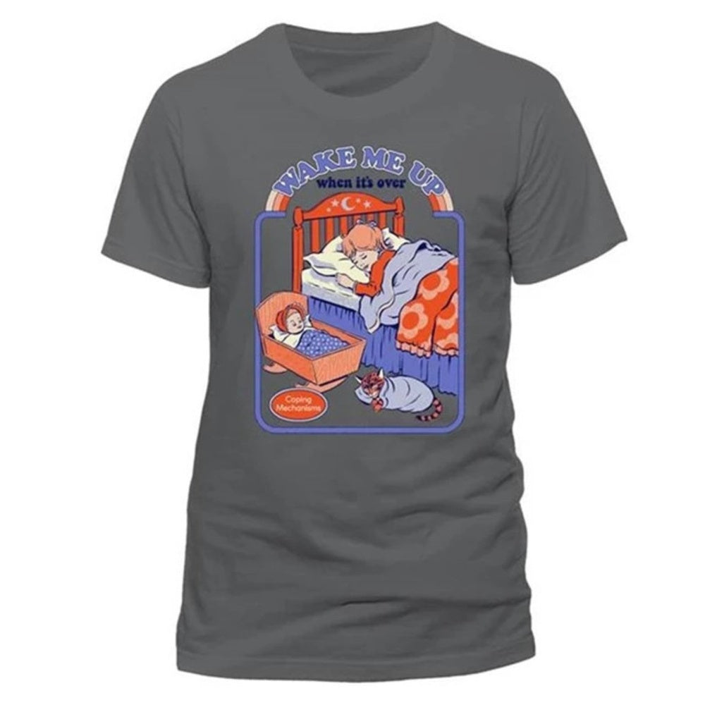 Grey - Front - Steven Rhodes Unisex Adult Wake Me Up T-Shirt