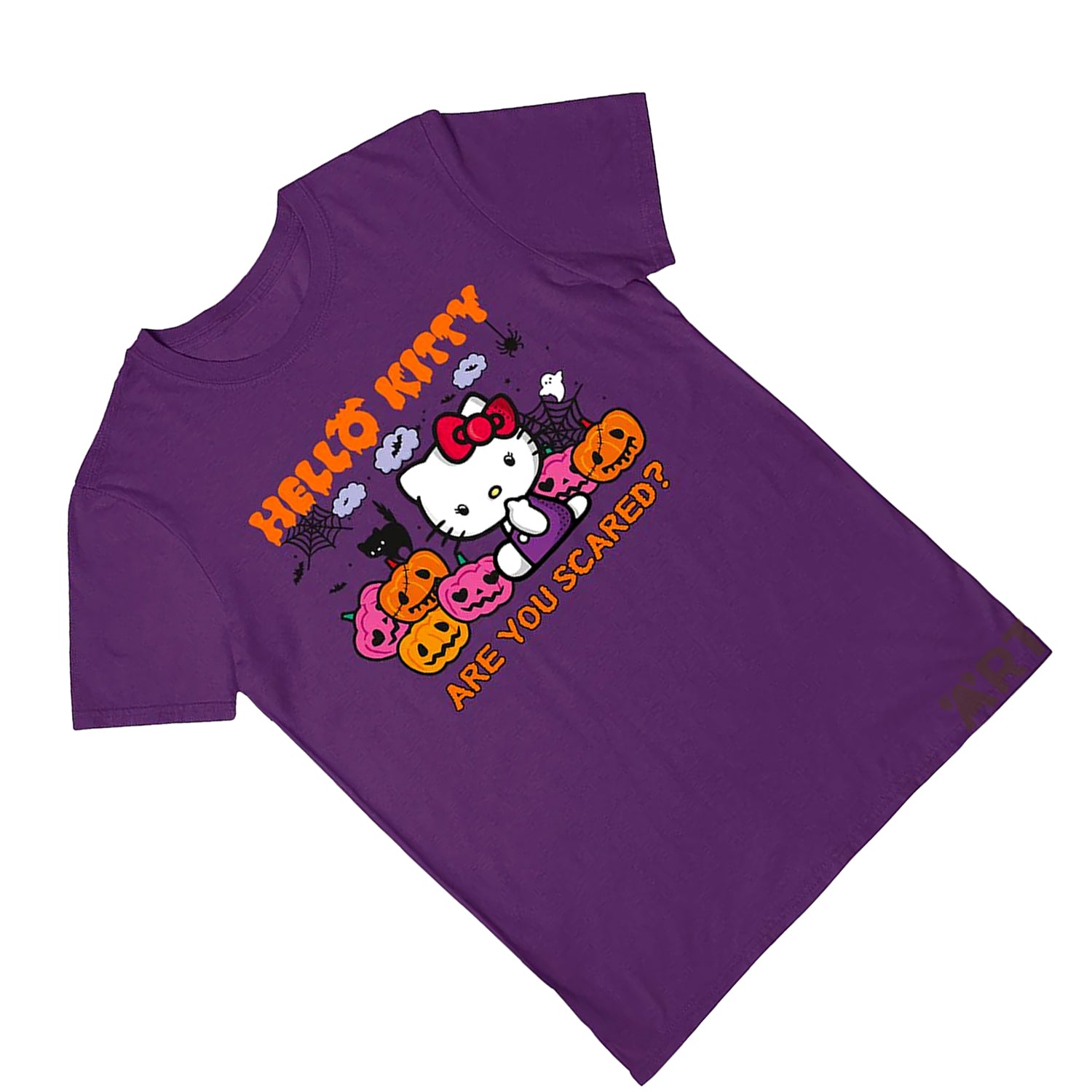 Purple - Back - Sanrio Unisex Adult Are You Scared Hello Kitty T-Shirt