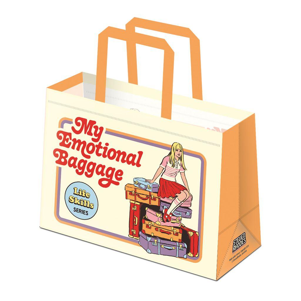 Beige-Yellow-Red - Front - Steven Rhodes My Emotional Baggage Reusable Tote Bag