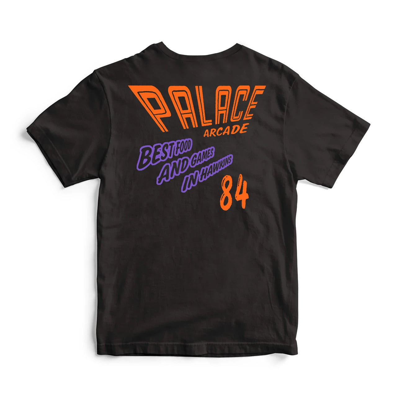 Black - Side - Stranger Things Unisex Adult Palace Arcade T-Shirt