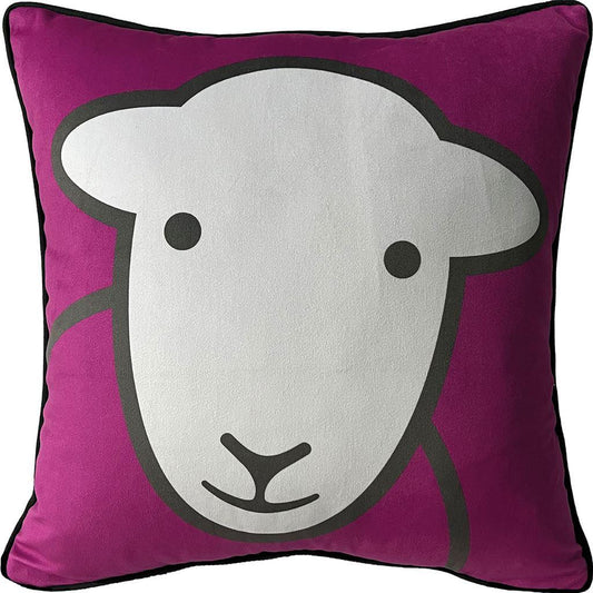 Magenta-White - Front - Herdy Hello Filled Cushion
