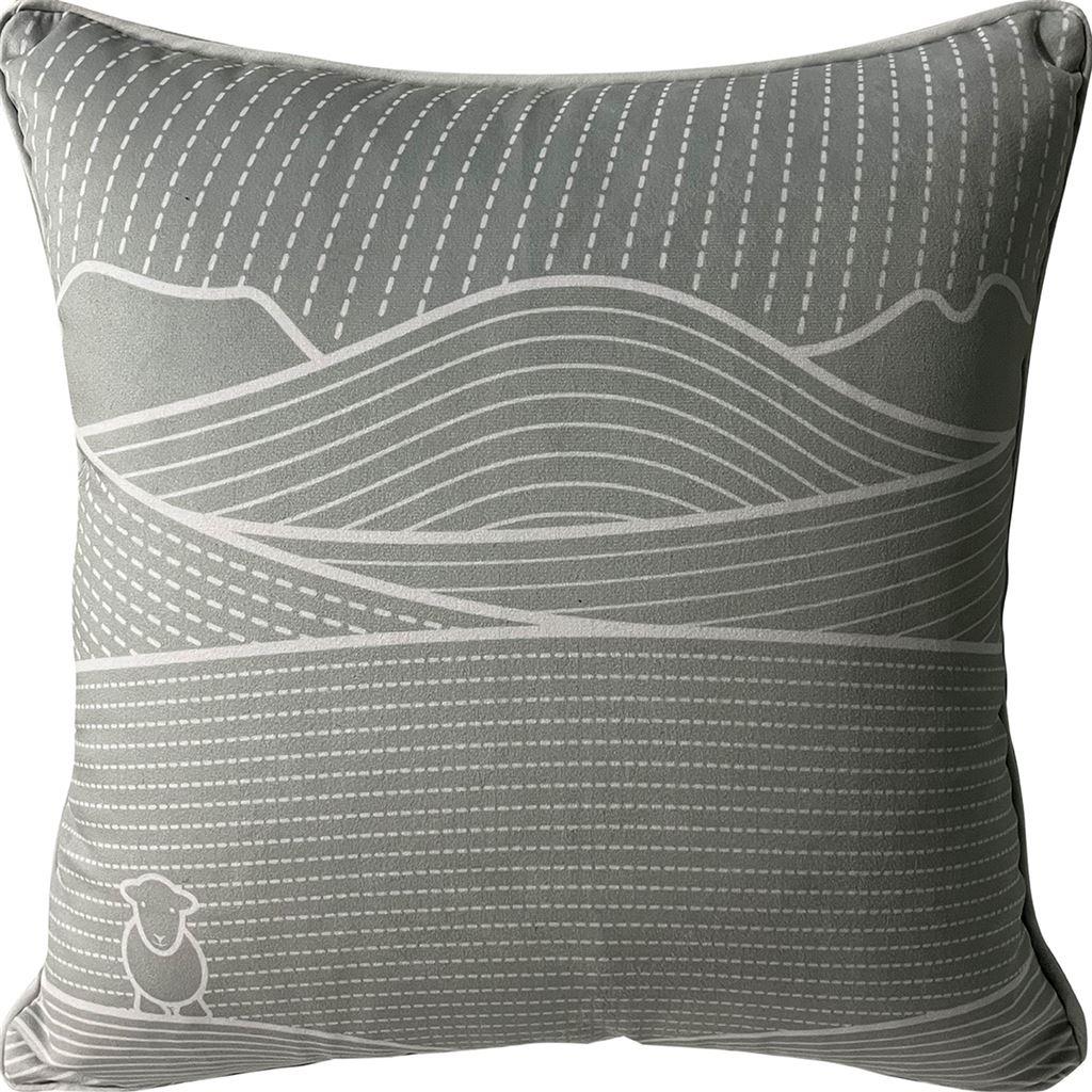 Dark Grey-White - Front - Herdy Line Filled Cushion