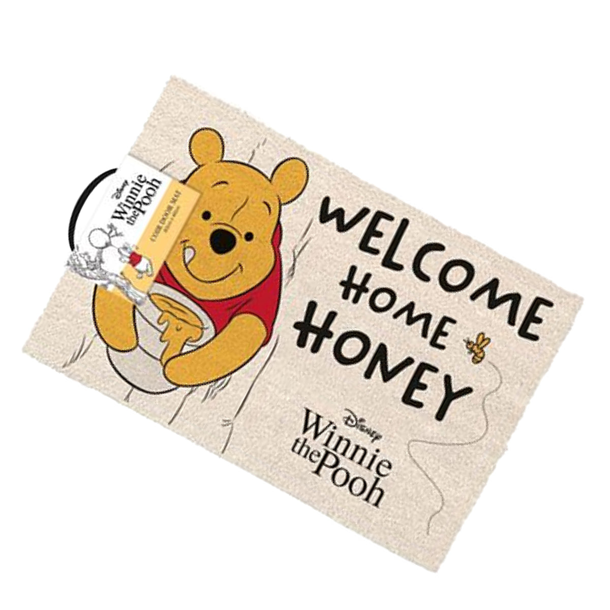Beige-Off White-Yellow-Black - Back - Winnie the Pooh Welcome Home Honey Door Mat