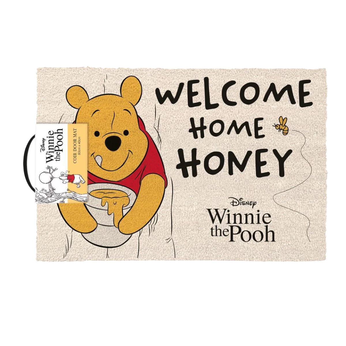 Beige-Off White-Yellow-Black - Front - Winnie the Pooh Welcome Home Honey Door Mat