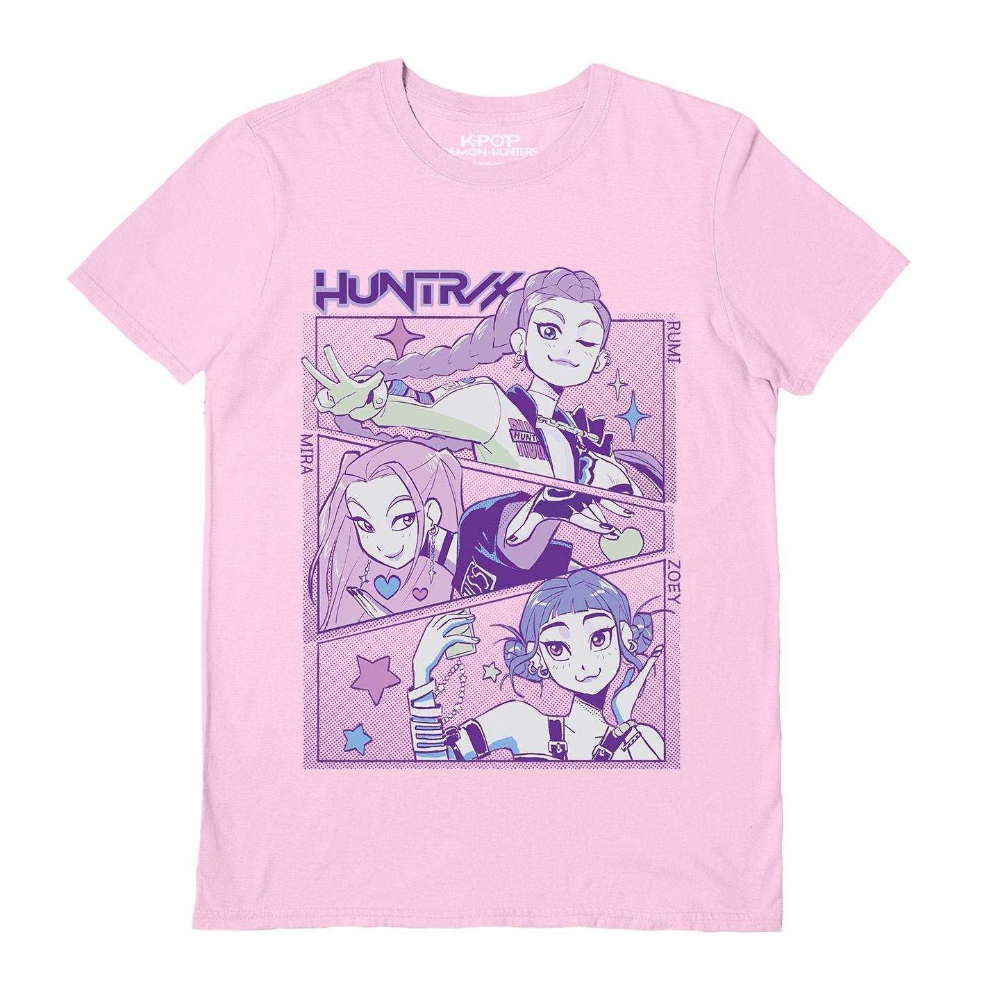 Light Pink - Front - K-Pop Demon Hunters Unisex Adult Huntr-X T-Shirt