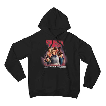 Black - Front - Stranger Things 5 Unisex Adult All Friends Welcome Hoodie