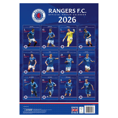 Multicoloured - Side - Rangers FC 2026 A3 Calendar