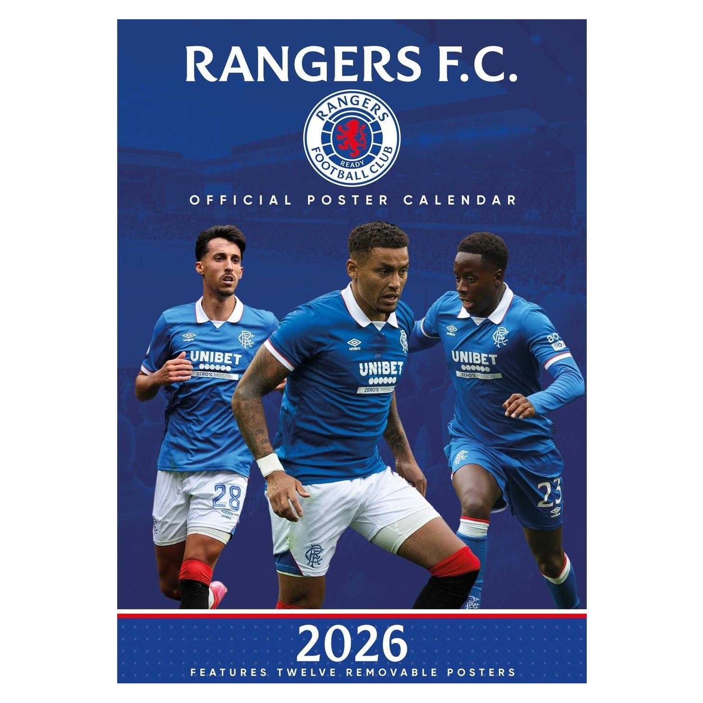Multicoloured - Front - Rangers FC 2026 A3 Calendar