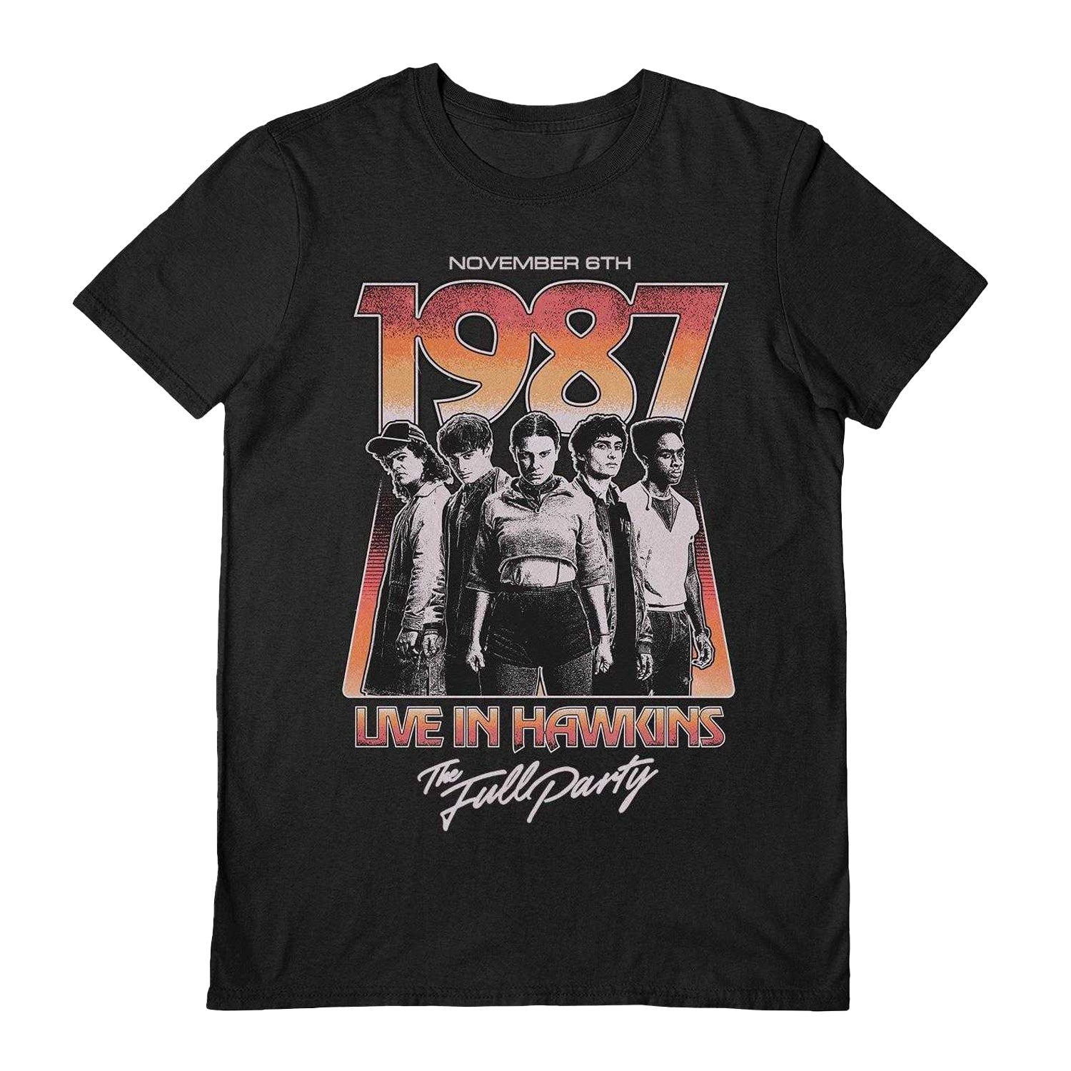 Black - Front - Stranger Things 5 Unisex Adult 1987 T-Shirt