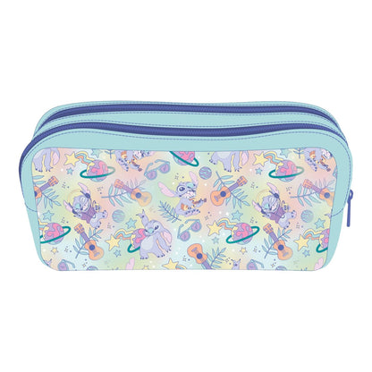 Blue-Purple-Yellow - Front - Lilo & Stitch Double Zip Planets Pencil Case