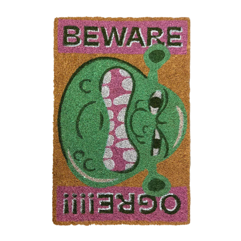Brown-Multicoloured - Back - Shrek Beware Ogre Coir Door Mat