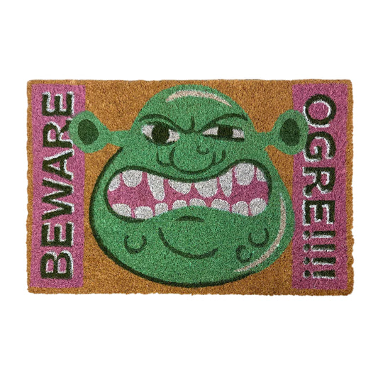 Brown-Multicoloured - Front - Shrek Beware Ogre Coir Door Mat