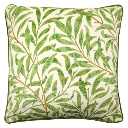 Off White-Green-Brown - Front - William Morris Willow Bough Filled Cushion