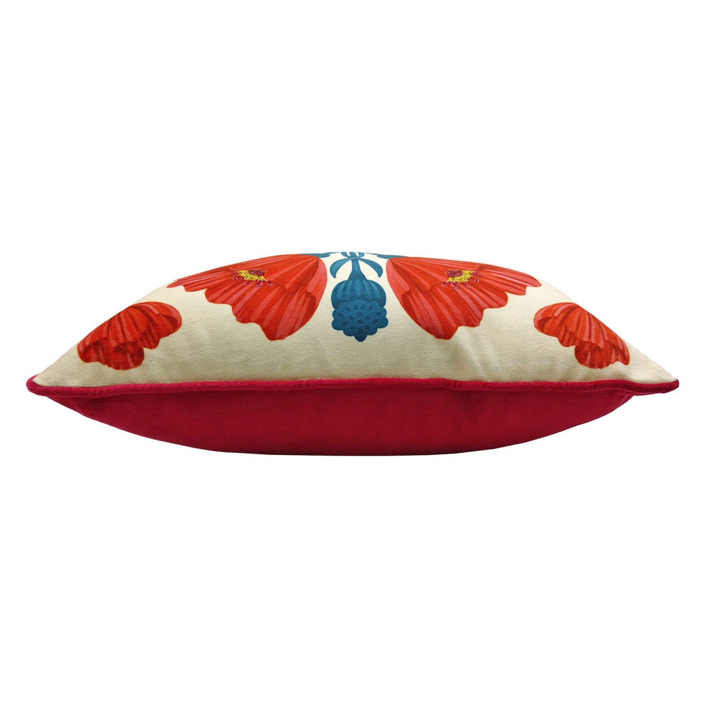 Red-Blue-White - Back - Nina Pace Elle Pomegranate Floral Filled Cushion