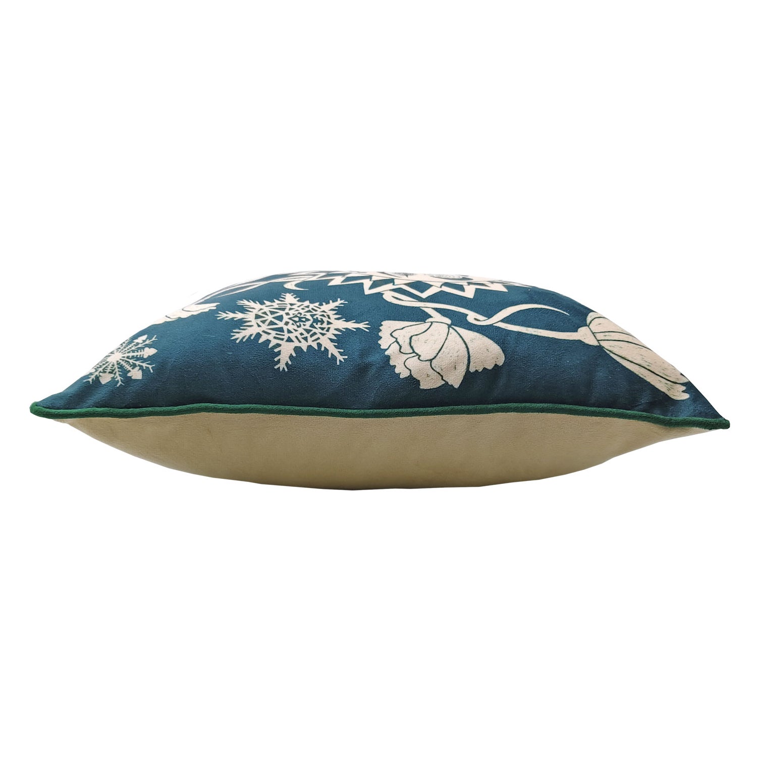 Off White-Dark Green - Back - Nina Pace Winter Solstice Filled Cushion