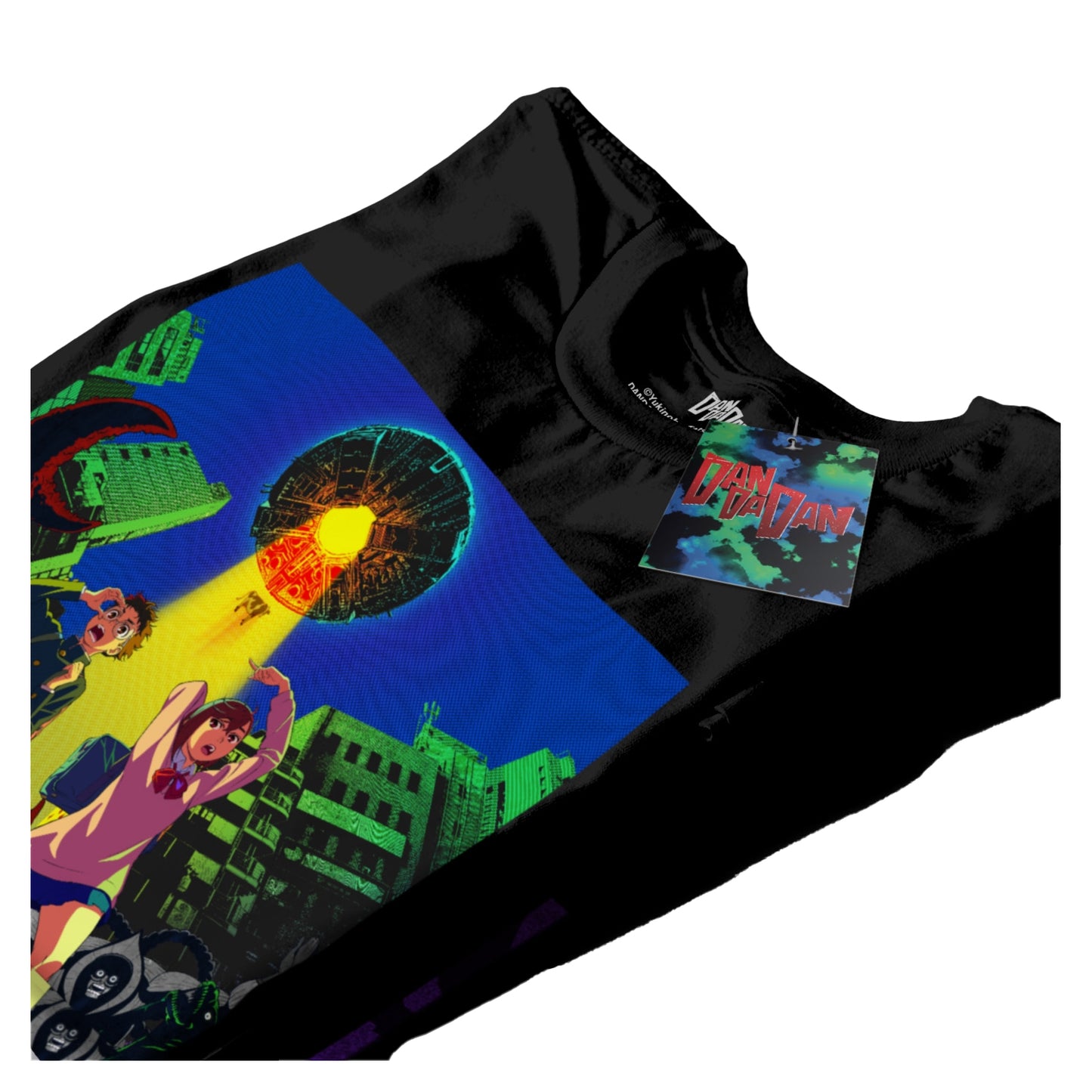 Black - Side - Dandadan Unisex Adult Spaceship T-Shirt