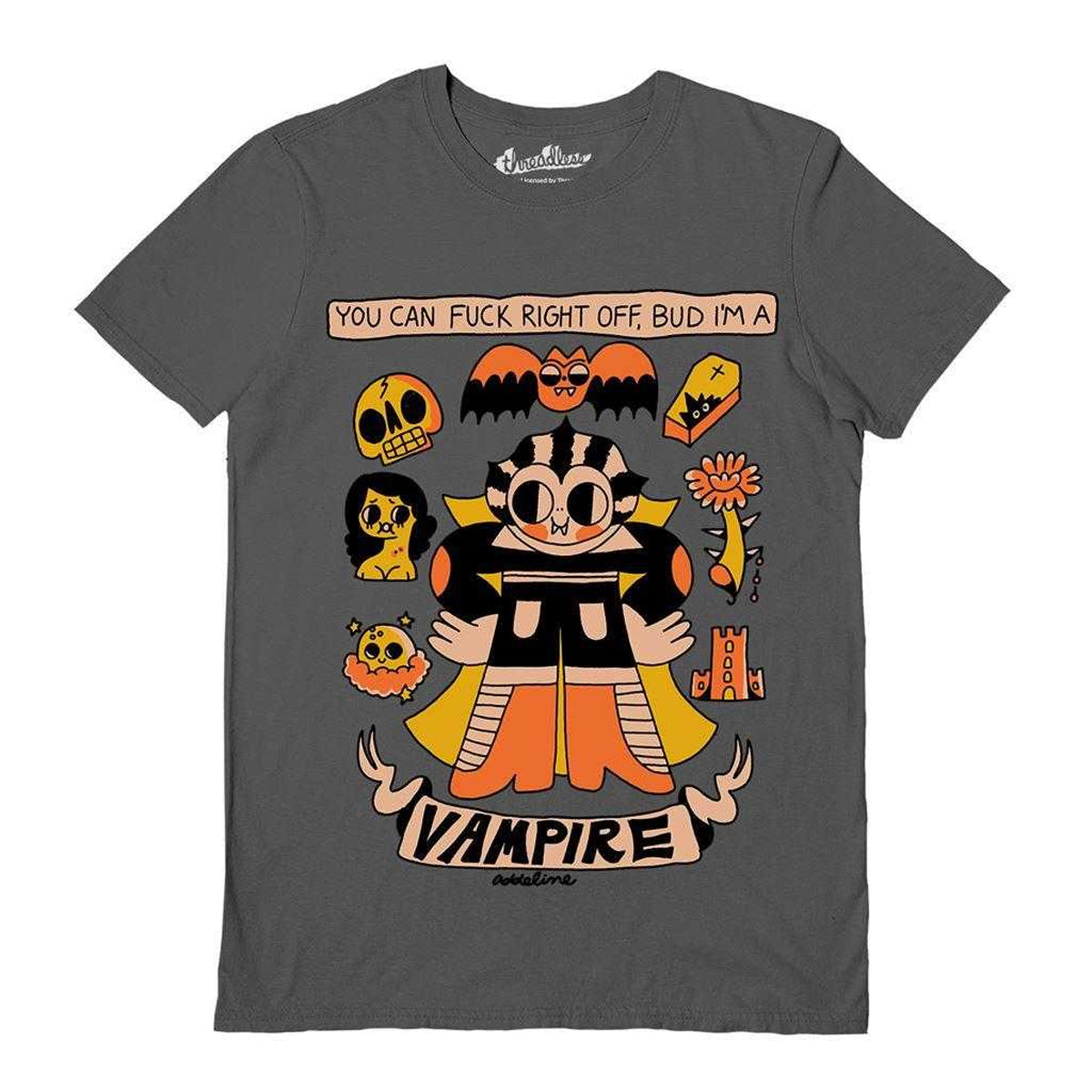 Charcoal - Front - Burger Babie Unisex Adult Fuck Off I´m A Vampire T-Shirt